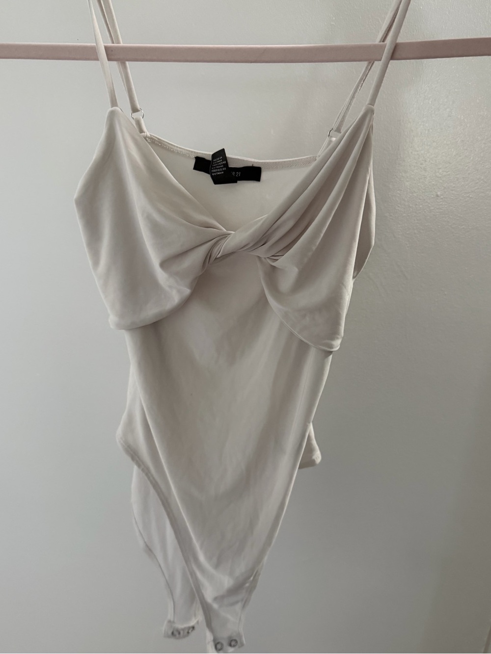 Forever 21 white Twist-Front Spaghetti Strap Bodysuit